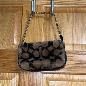 Coach X JLo collab Print Faux Fur Chain Shoulder Bag